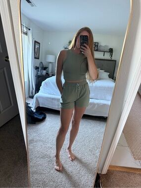 Waffle lounge matching set in Sage Green